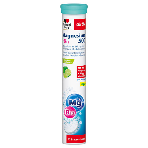DOPPELHERZ Magnesium 500+B12 Brausetabletten