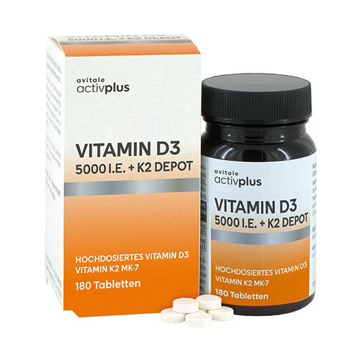 ACTIVPLUS Vitamin D3 5000 I.E.+K2 Depot Tabletten